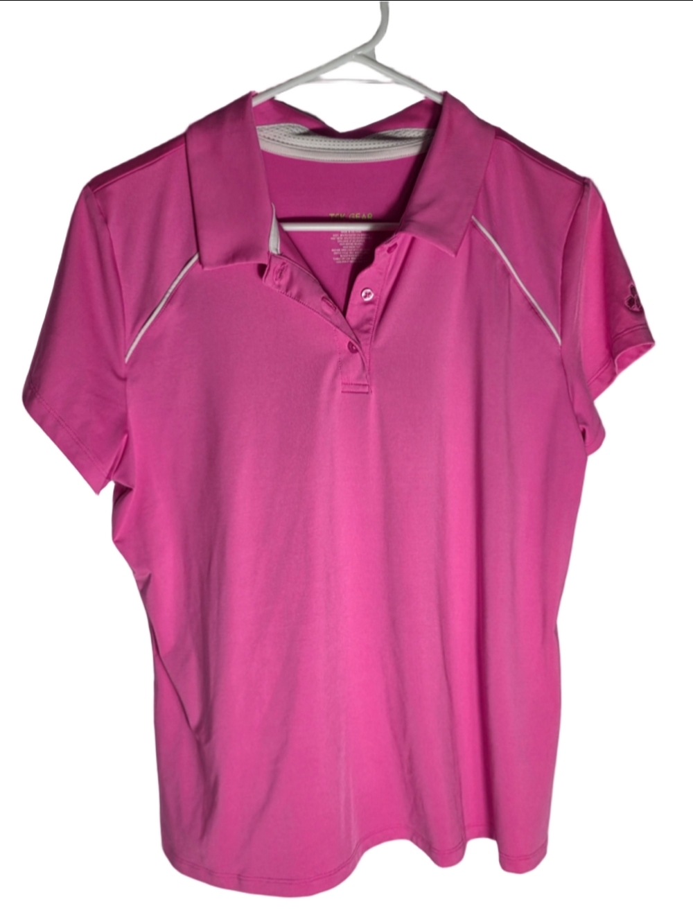 Women's Tek Gear Pink Short Sleeve Polo Shirt Size L Athleisure workout tennis